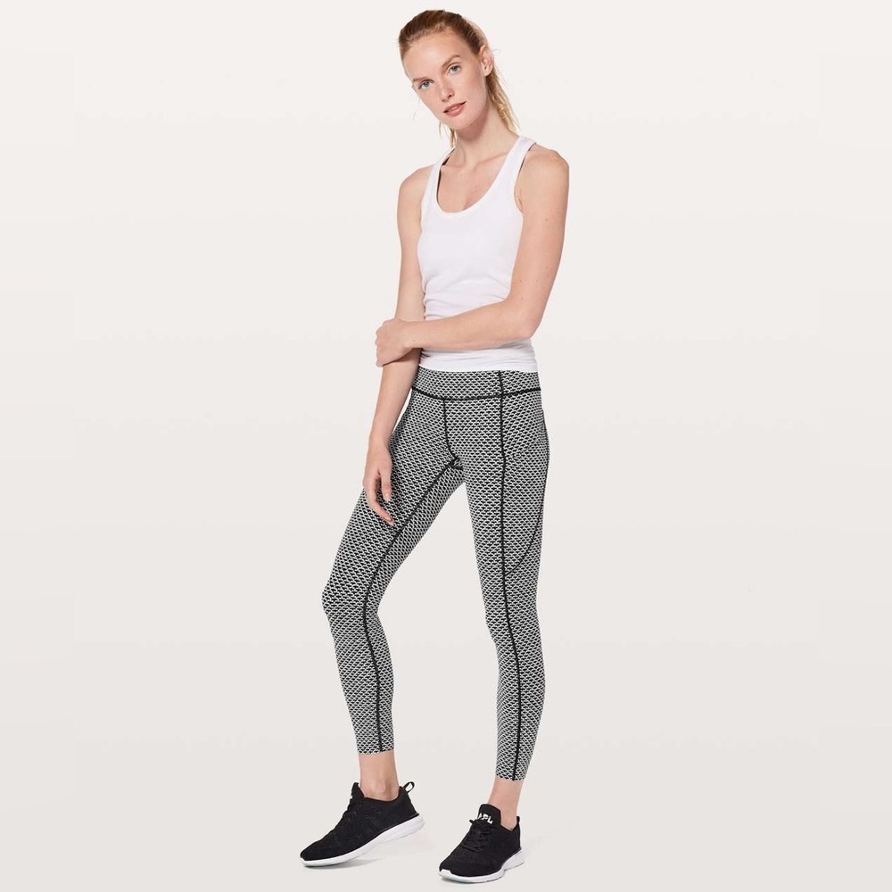Lululemon Fast & Free 7/8 Tight II Nulux 25” Monochromatic Black Size 4